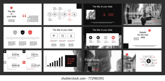 Black and Red elements on a white background. This template is the best as a business presentation, used in marketing and advertising, the annual report, flyer and banner