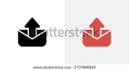 Black and red of envelopes with arrows pointing up