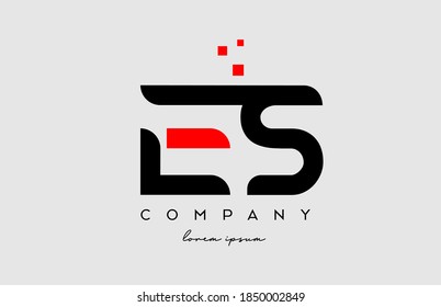black red ES E S alphabet letter logo icon combination. Design for company and business