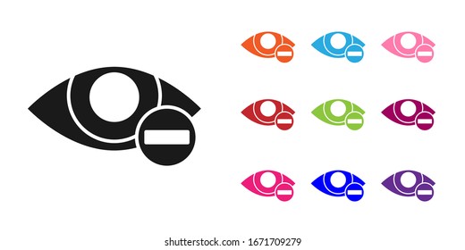 Icono de efecto Ojo rojo negro aislado en fondo blanco. Signo de enrojecimiento ocular. Enfermedad inflamatoria de los ojos. Establecer iconos coloridos.  Ilustración vectorial
