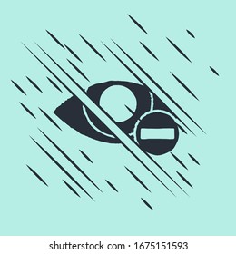 Black Red eye effect icon isolated on green background. Eye redness sign. Inflammatory disease of eyes. Glitch style. Vector Illustration