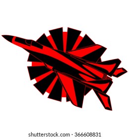 black and red fighter aircraft vector illustration