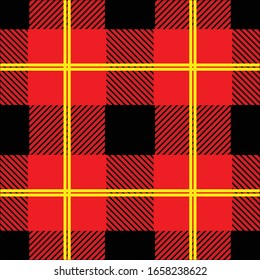 BLACK AND RED FLANNEL PATTERNS WITH CENTER YELLOW LINES