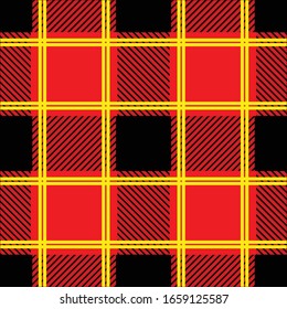 BLACK AND RED FLANNEL PATTERNS WITH YELLOW LINES