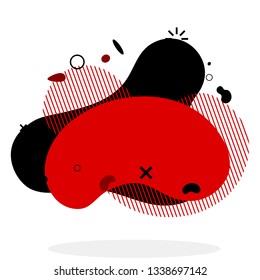 Black and red flat style abstract vector banner isolated on white background. Modern geometric liquid form. Modern template. Template for the design for logo, flyer, presentation etc. Vector