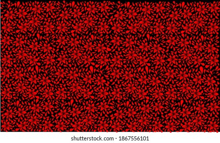 of a black and red floral illustration pattern