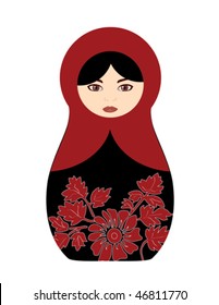 Black and red floral russian doll