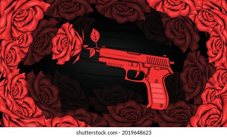 fondo de flores negras y rojas