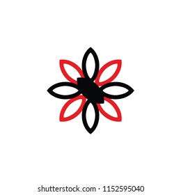 black and red flower logo