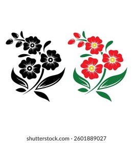 black and Red flowers vector illustration