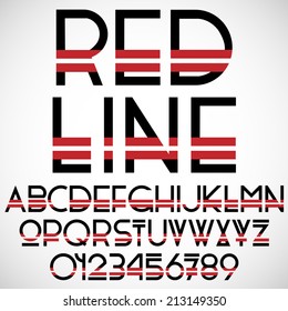 Black and red font with numbers. Vector set