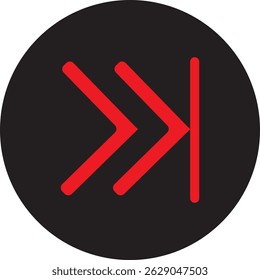 Design de ícone de avanço preto e vermelho