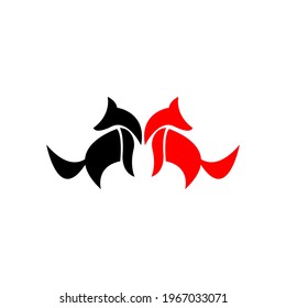 Black and red fox vector illustration, great for pet logos and icons, pet houses, pet shops