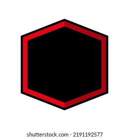 Marco negro y rojo. Forma cuadrada hexagonal. Ilustración vectorial. Aislado sobre fondo blanco.