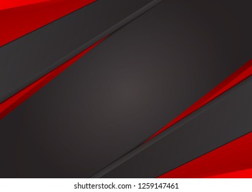 Black and red geometric abstract vector background with copy space