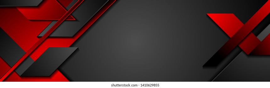 Black and red geometric corporate banner design. Vector background