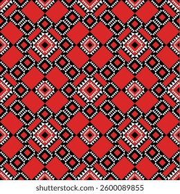 Black and red geometric pattern for fabric and background, seamless pattern.