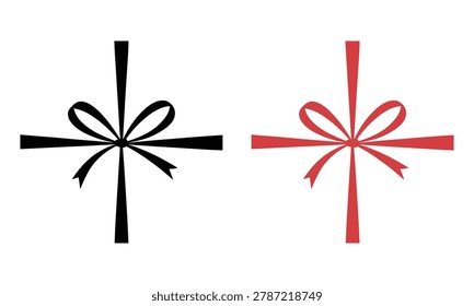 Black and red gift bow with ribbon cross design