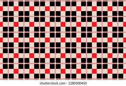 Black and red Gingham pattern.Texture from rhombus for - plaid,tablecloths,shirts,dresses,paper,bedding,blankets,quilts and other textile products.Vector illustration. - Vector