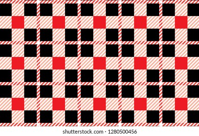 Black and red Gingham pattern.Texture from rhombus for - plaid,tablecloths,shirts,dresses,paper,bedding,blankets,quilts and other textile products.Vector illustration. - Vector