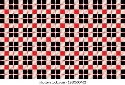 Black and red Gingham pattern.Texture from rhombus for - plaid,tablecloths,shirts,dresses,paper,bedding,blankets,quilts and other textile products.Vector illustration. - Vector