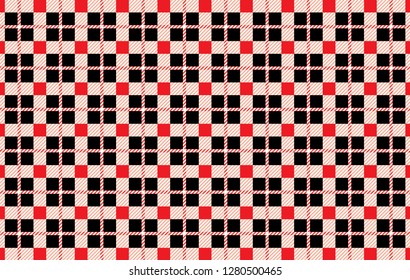 Black and red Gingham pattern.Texture from rhombus for - plaid,tablecloths,shirts,dresses,paper,bedding,blankets,quilts and other textile products.Vector illustration. - Vector