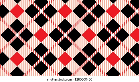 Black and red Gingham pattern.Texture from rhombus for - plaid,tablecloths,shirts,dresses,paper,bedding,blankets,quilts and other textile products.Vector illustration. - Vector