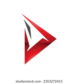 Ícono de la letra triangular D de color negro y rojo brillante sobre fondo blanco