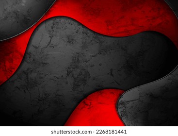 Olas brillantes de color negro y rojo resplandeciente fondo abstracto. Diseño de vectores