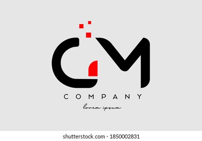 black red GM G M alphabet letter logo icon combination. Design for company and business
