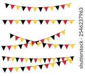 Black, Red and Gold Little Flags. Germany Colors Vector. Party Buntings. Garland. Party Flags. Hanging Decoration. Independence Day. National Illustration.