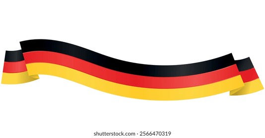 Black, Red and Golden Ribbon. Germany Sports Uniform Colors Vector. Realistic Stripes. German Unity.