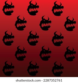 
black and red gradient background with caricature of a monster
