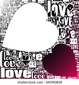 black and red gradient background with love hearts illustration together with love words vector print pattern for fashion and graphic design. t shirt print,screen printing and digital printing. poster
