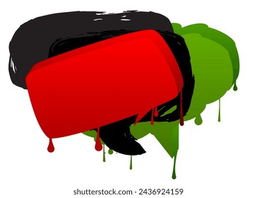 Black red and green graffiti speech bubble. Abstract modern Messaging sign street art decoration, Discussion icon performed in urban painting style.