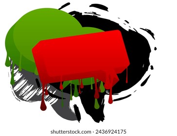 Black red and green graffiti speech bubble. Abstract modern Messaging sign street art decoration, Discussion icon performed in urban painting style.