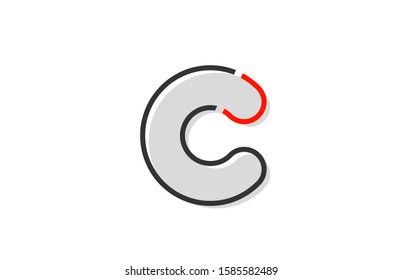 black red grey letter C alphabet logo design icon for company. Suitable as a business logotype