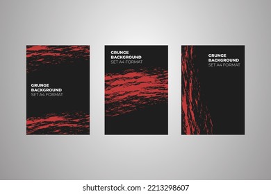 black red grunge background collection set for A4 size paper