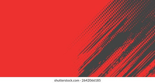 Black and Red Grunge Brush Background with Halftone Effect modern  sport arts