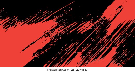 Black and Red Grunge Brush Background with Halftone Effect. Retro Grunge Background