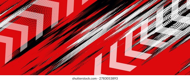 Black and Red Grunge Brush Background with Halftone Effect