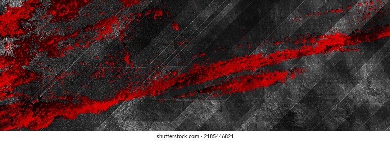 Fondo abstracto geométrico de tecnología gris negro y rojo. Diseño de pancartas gráficas vectoriales