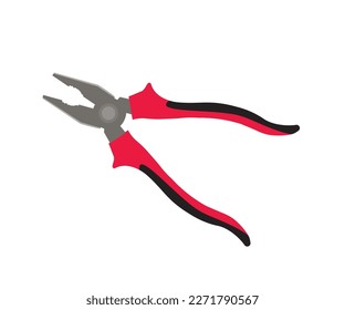A black and red hand pliers logo design. Combination pliers tool. Necessary hand tool. Construction tool. Pliers vector design and illustration.