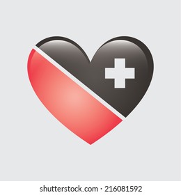 Black and red heart with cross