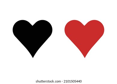Juego de iconos de corazón negro y rojo. Vector.