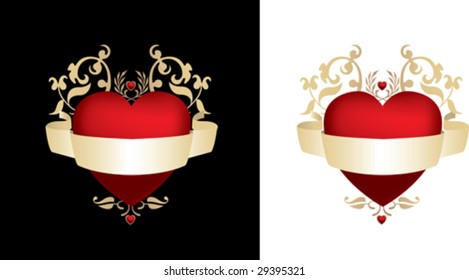 black and red hearts