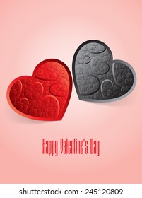 Black and red hearts with volume hearts inside