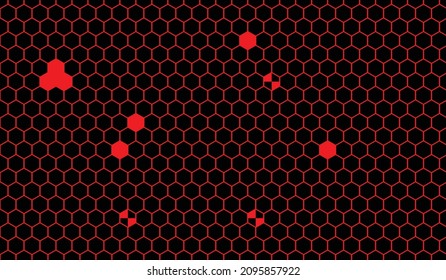 Black and red hexagon abstract background vector design