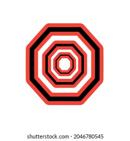Imagen vectorial del logotipo hexágono negro y rojo.