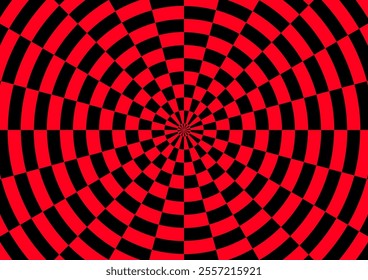 Black and red hypnotic optical Illusion background. Vector illustration.